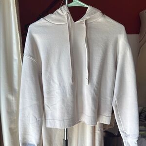 Cream Pullover Sweater with Hood and Relaxed Fit